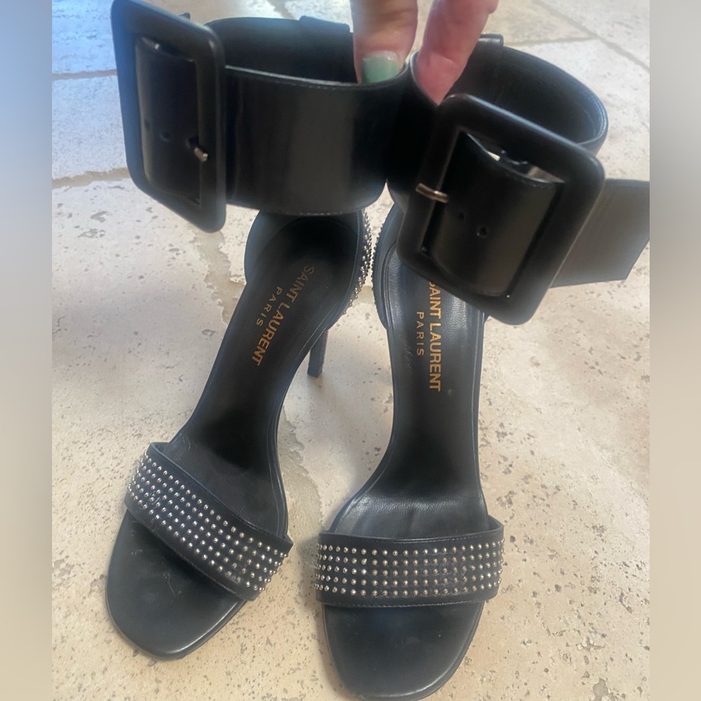 Saint Laurent Black Crystal Embellished Heels